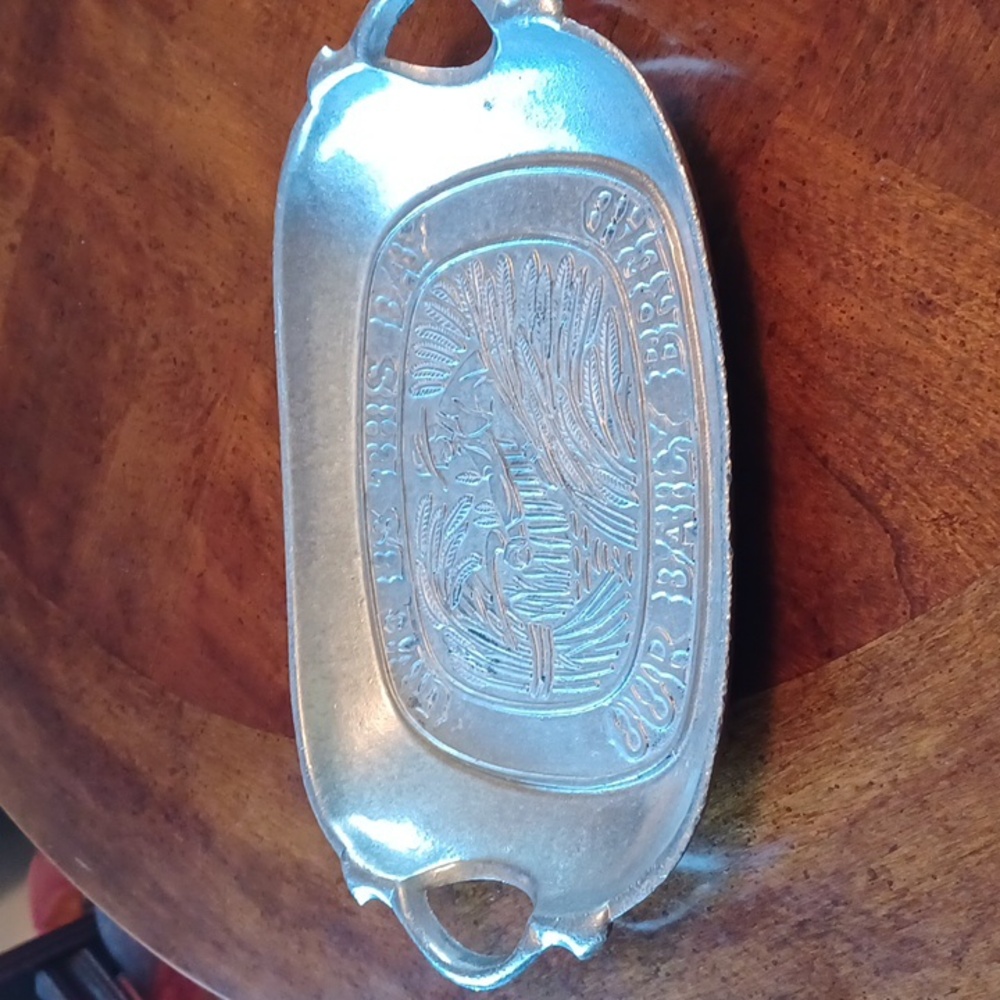 Pewter bread plate "give us this day our daily bread"